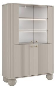 Witryna Vesper 103 cm czterodrzwiowa - kaszmir / złote uchwyty / nogi kule