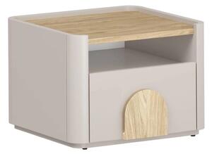 Szafka nocna Amilio z szufladą 50 cm - kaszmir / dąb olejowany / uchwyty dąb jasny