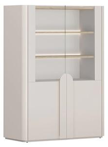Witryna Amilio 100 cm dwudrzwiowa - kaszmir / dąb olejowany / uchwyty kaszmir