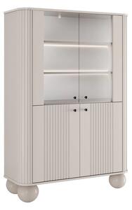 Witryna Vesper 103 cm czterodrzwiowa - kaszmir / czarne uchwyty / nogi kule