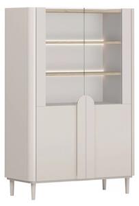 Witryna Amilio 100 cm dwudrzwiowa na nóżkach - kaszmir / dąb olejowany / uchwyty kaszmir