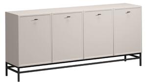 Komoda Lorini 200 cm czterodrzwiowa - kaszmir / czarne uchwyty T-bar / stelaż