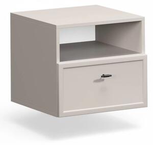 Szafka nocna wisząca Lorini z szufladą 45 cm - kaszmir / czarny uchwyt T-bar