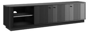 Szafka RTV Vesper 3D 187 cm na cokole - czarny / czarne uchwyty