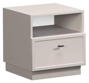 Szafka nocna Lorini z szufladą 45 cm - kaszmir / czarny uchwyt T-bar