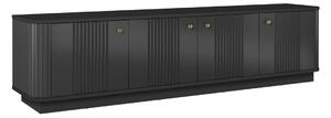 Szafka RTV Vesper 4D 187 cm na cokole - czarny / złote uchwyty