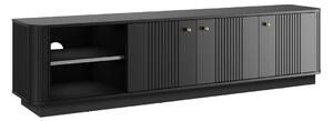 Szafka RTV Vesper 3D 187 cm na cokole - czarny / złote uchwyty