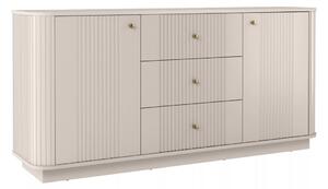 Komoda Vesper 160 cm z szufladami na cokole - kaszmir / złote uchwyty