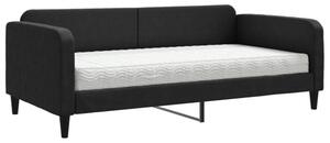 Sofa z materacem do spania, czarna, 100x200 cm, tkanina