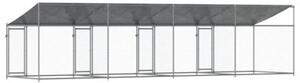 Klatka dla psa, z dachem i drzwiami, szara, 8x2x2 m, stal