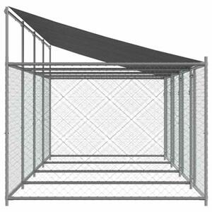 Klatka dla psa, z dachem i drzwiami, szara, 8x2x2 m, stal