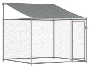 Klatka dla psa, z dachem i drzwiami, szara, 8x2x2 m, stal