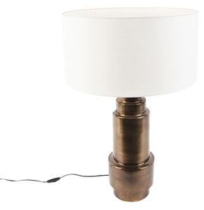 Lampa stołowa art deco brąz klosz biały 50cm - Bruut Oswietlenie wewnetrzne