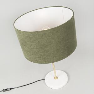 Lampa stołowa mosiądz klosz zielony 35cm - Kaso Oswietlenie wewnetrzne