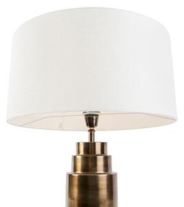 Lampa stołowa art deco brąz klosz biały 50cm - Bruut Oswietlenie wewnetrzne