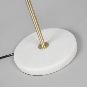 Lampa stołowa mosiądz klosz jasnoszary 35cm - Kaso Oswietlenie wewnetrzne