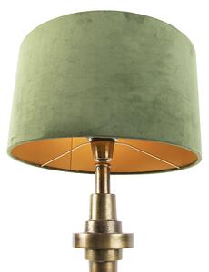 Lampa stołowa art deco brąz klosz welurowy zielony 35cm - Diverso Oswietlenie wewnetrzne