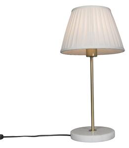 Lampa stołowa Retro mosiądz klosz plisowany kremowy 25cm - Kaso Oswietlenie wewnetrzne
