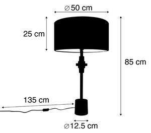 Lampa stołowa art deco złota klosz welurowy różowy 50cm - Diverso Oswietlenie wewnetrzne