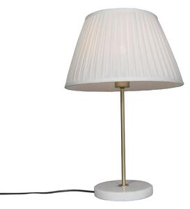 Lampa stołowa Retro mosiądz klosz plisowany kremowy 35cm - Kaso Oswietlenie wewnetrzne