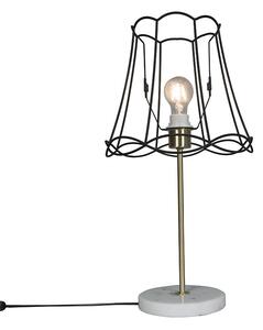 Lampa stołowa Retro mosiądz klosz czarny Granny Frame 30cm - Kaso Oswietlenie wewnetrzne