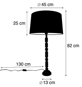Lampa stołowa art deco brąz klosz bawełniany czarny 45cm - Torre Oswietlenie wewnetrzne