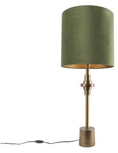 Lampa stołowa art deco brąz klosz welurowy zielony 40cm - Diverso Oswietlenie wewnetrzne