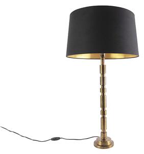 Lampa stołowa art deco brąz klosz bawełniany czarny 45cm - Torre Oswietlenie wewnetrzne