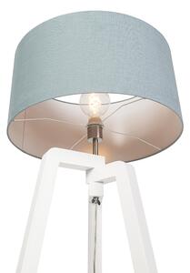 Lampa podłogowa trójnóg biała klosz niebieski 50cm - Puros Oswietlenie wewnetrzne