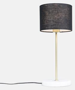 Lampa stołowa mosiądz klosz czarny 20cm - Kaso Oswietlenie wewnetrzne