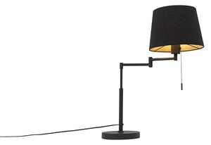 Lampa stołowa czarna regulowane ramię klosz czarny - Ladas Oswietlenie wewnetrzne