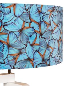 Lampa podłogowa trójnóg biała klosz welurowy motyle 50cm - Puros Oswietlenie wewnetrzne