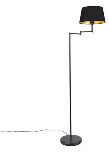 Klasyczna lampa podłogowa czarna regulowane ramię klosz czarny - Ladas Oswietlenie wewnetrzne