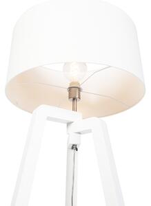 Lampa podłogowa trójnóg biała klosz biały 50cm - Puros Oswietlenie wewnetrzne