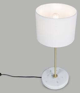 Lampa stołowa mosiądz klosz biały 20cm - Kaso Oswietlenie wewnetrzne
