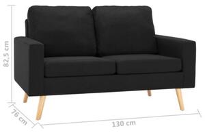 Sofa, 2-osobowa czarna, tapicerowana tkaninÄ