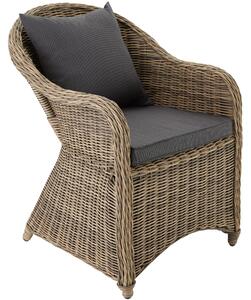 Tectake 401766 fotel ogrodowy z polirattanu i aluminium + poduszki - naturalny