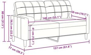 Sofa 2-osobowa z poduszkami, ciemnoszara, 140 cm, aksamit