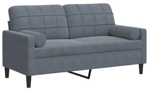 Sofa 2-osobowa z poduszkami, ciemnoszara, 140 cm, aksamit