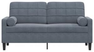 Sofa 2-osobowa z poduszkami, ciemnoszara, 140 cm, aksamit