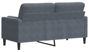 Sofa 2-osobowa z poduszkami, ciemnoszara, 140 cm, aksamit