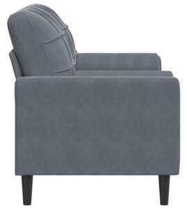 Sofa 2-osobowa z poduszkami, ciemnoszara, 140 cm, aksamit