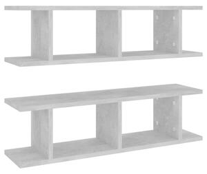 Półki ścienne, 2 szt., szarość betonu, 75x18x20 cm