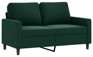 Sofa 2-osobowa, ciemnozielona, 120 cm, tapicerowana aksamitem