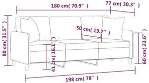 Sofa 3-osobowa z poduszkami, czarna, 180 cm, tkanina
