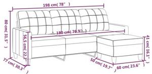 Sofa 3-osobowa z podnÃ³Å¼kiem, szary, 180 cm, sztuczna skÃ³ra