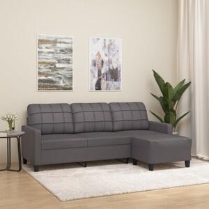 Sofa 3-osobowa z podnÃ³Å¼kiem, szary, 180 cm, sztuczna skÃ³ra