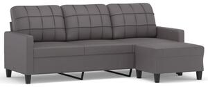 Sofa 3-osobowa z podnÃ³Å¼kiem, szary, 180 cm, sztuczna skÃ³ra