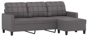 Sofa 3-osobowa z podnÃ³Å¼kiem, szary, 180 cm, sztuczna skÃ³ra