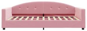 Sofa z materacem do spania, różowa, 100x200 cm, aksamit